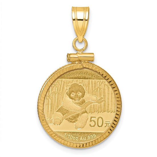 Diamond-cut Screw Top Coin Bezel Pendant with Coin