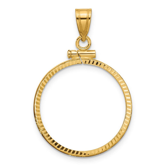 Diamond-Cut Screw Top Coin Bezel Pendant