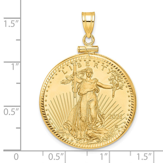 Diamond-cut Screw Top Coin Bezel Pendant with Coin