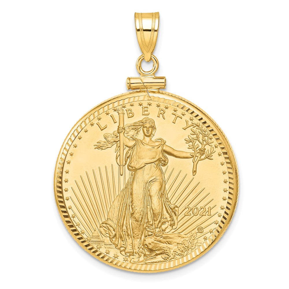Diamond-cut Screw Top Coin Bezel Pendant with Coin