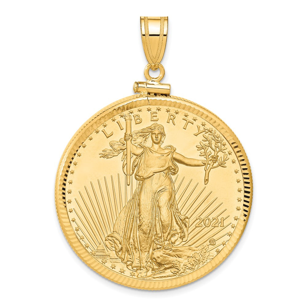 Diamond-cut Screw Top Coin Bezel Pendant with Coin