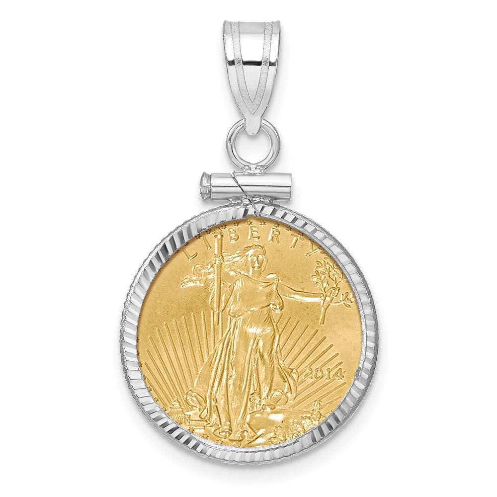 Diamond-cut Screw Top Coin Bezel Pendant with Coin