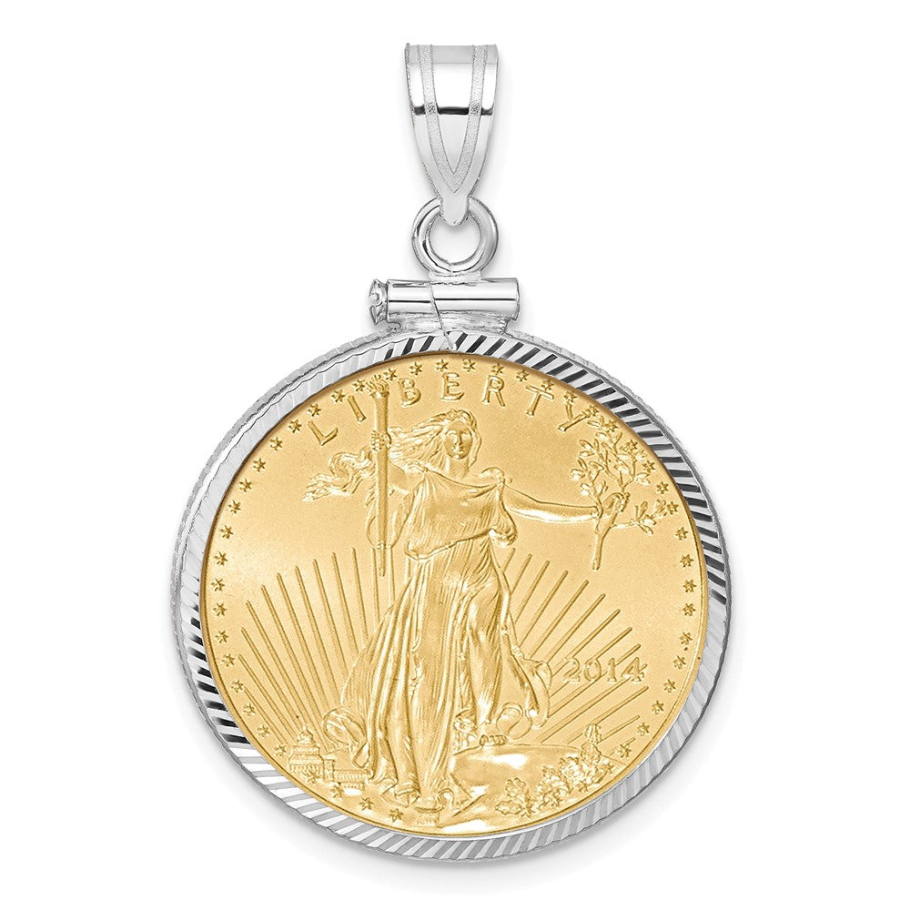 Diamond-cut Screw Top Coin Bezel Pendant with Coin