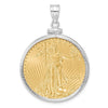 Diamond-cut Screw Top Coin Bezel Pendant with Coin