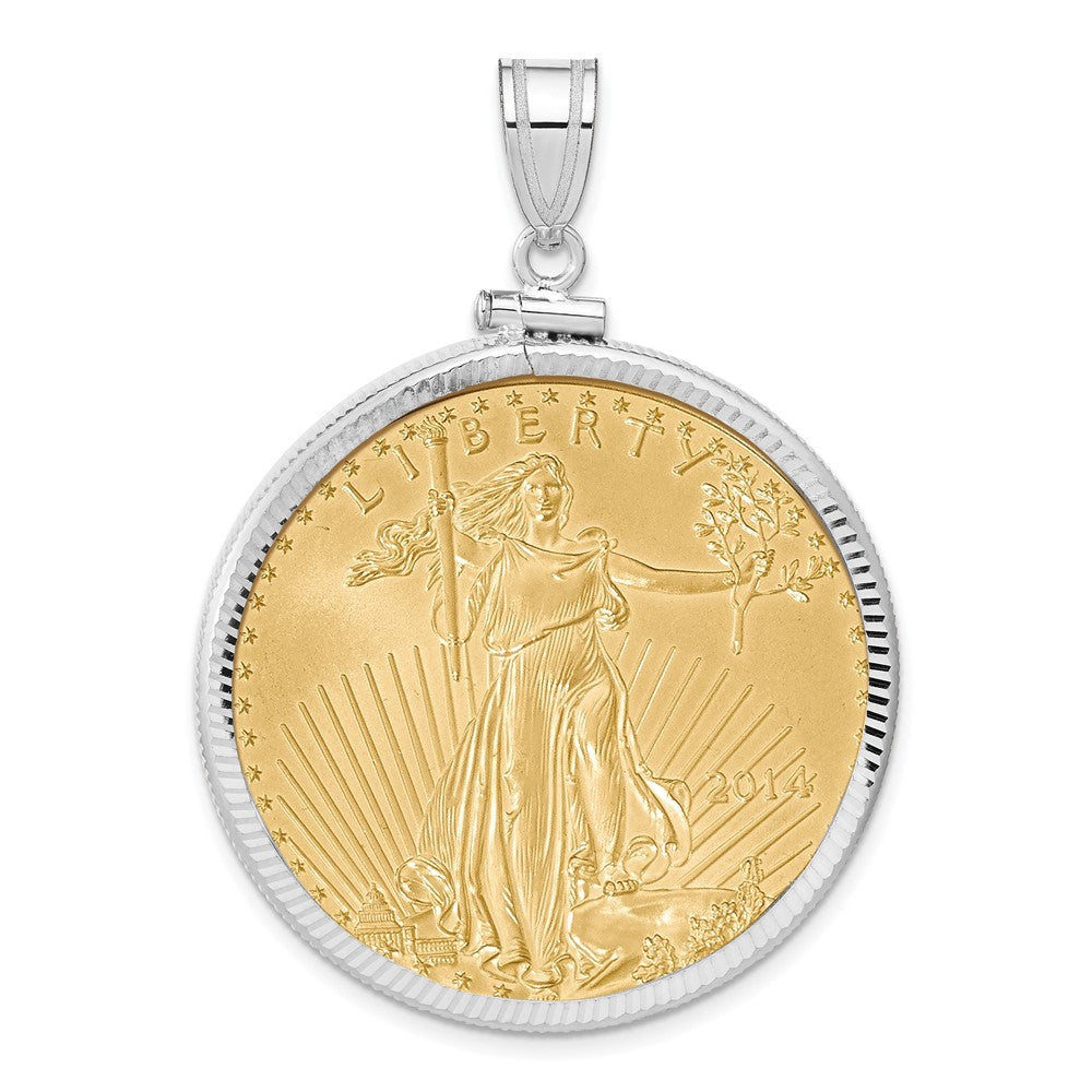 Diamond-cut Screw Top Coin Bezel Pendant with Coin