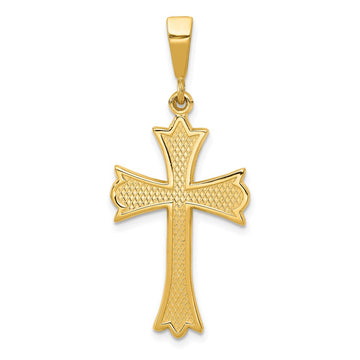 14k Fleur De Lis Cross Pendant