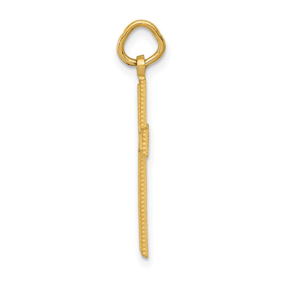 Gold Diamond-Cut Center Latin Cross Pendant