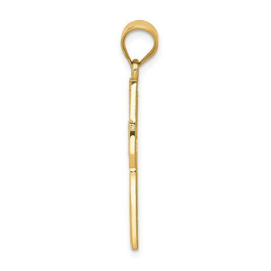 14k Greek Key Filigree Cross Pendant