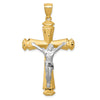 14k Satin Two-tone Crucifix Pendant