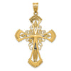 14k Two-tone Large Diamond-cut Crucifix Pendant