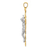 14k Two-tone Polished with Red CZs Crucifix Pendant