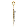 14k Two-tone Large Polished with Red CZs Crucifix Pendant
