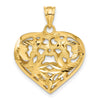 14k Polished Diamond-cut Fancy 3-D Heart Charm