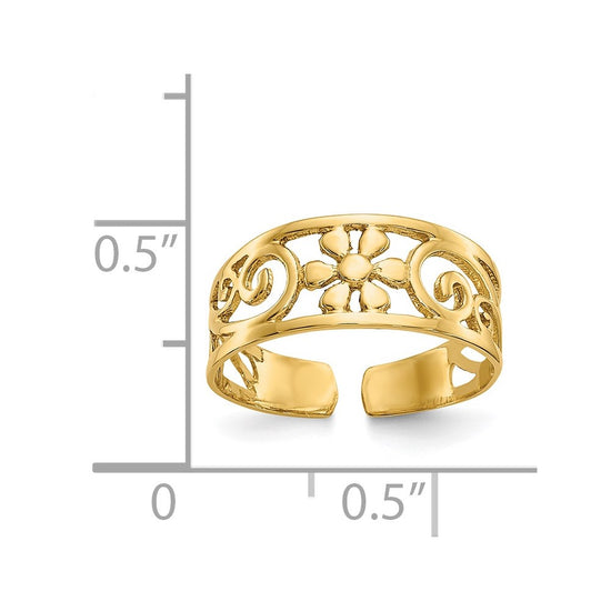 Gold Polished Flower Toe Ring