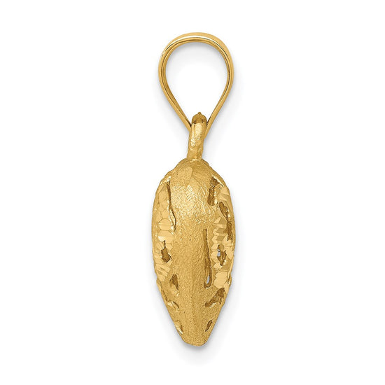 14K Polished 3-D Filigree Puffed Heart Pendant