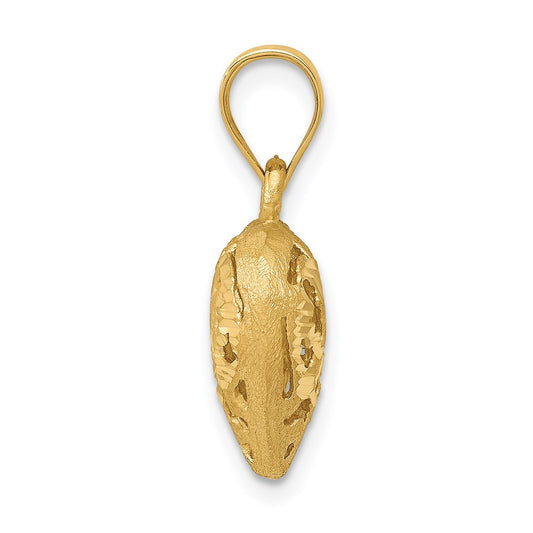 14K Polished 3-D Filigree Puffed Heart Pendant