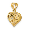 14K Polished 3-D Filigree Puffed Heart Pendant
