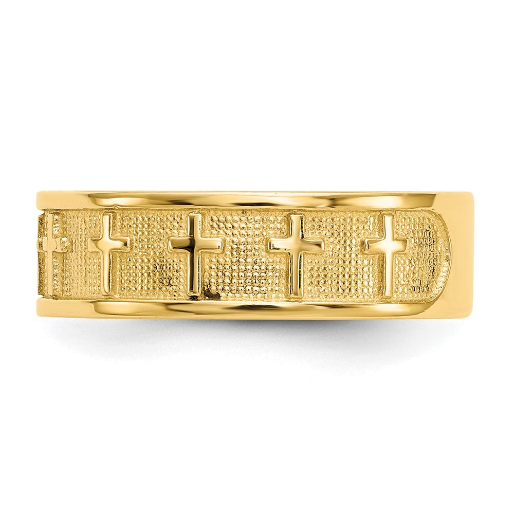 14k Polished and Satin Cross Band
