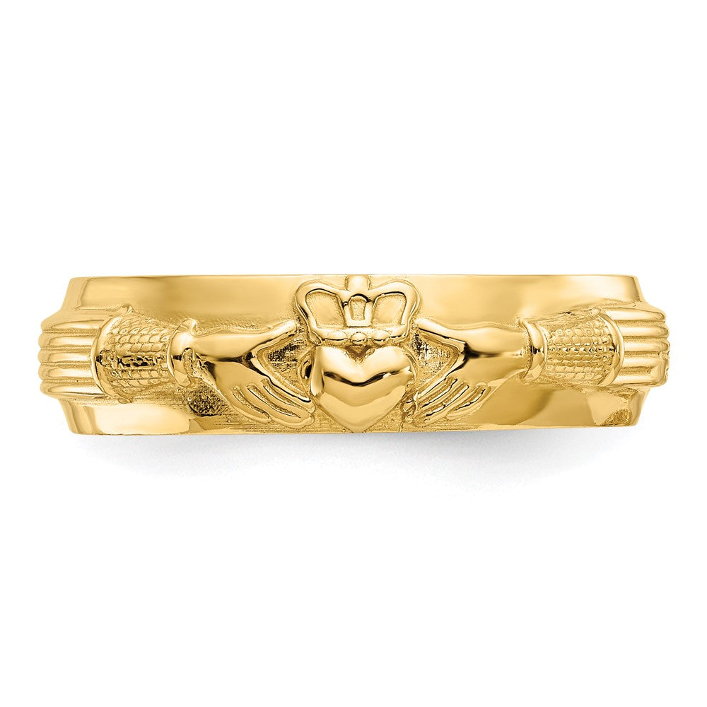 14k Mens Polished Claddagh Band