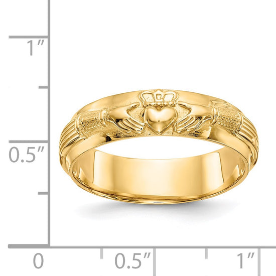 14k Mens Polished Claddagh Band
