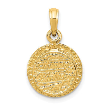 14k 3-D Birthday Cake Opens with Enameled Candle Inside Pendant