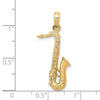 14K Solid Polished 3-D Saxophone Charm