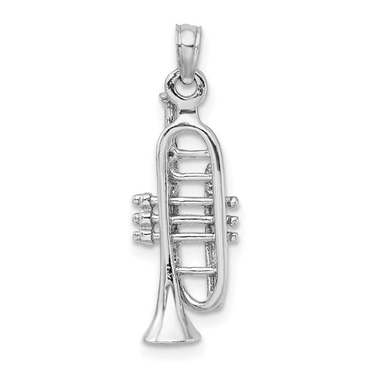 Gold Polished 3D Trumpet Pendant