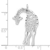 14k White Gold Solid Satin Diamond-cut Flat-Backed Giraffe Charm