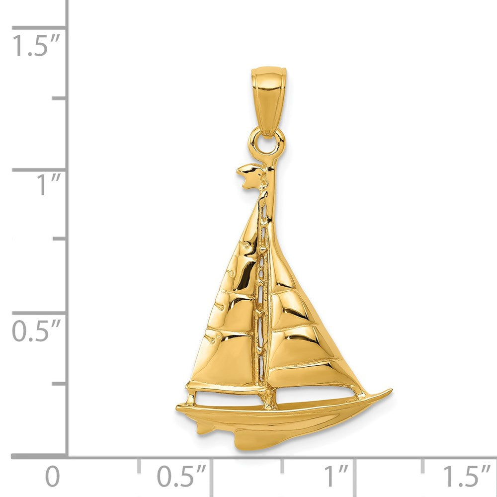 14k Polished Sailboat Pendant