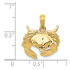 14k Polished Open-Backed Crab Pendant