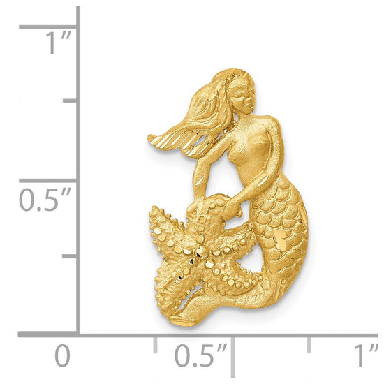 14k Satin Diamond-cut Open-Backed Mermaid Omega Slide