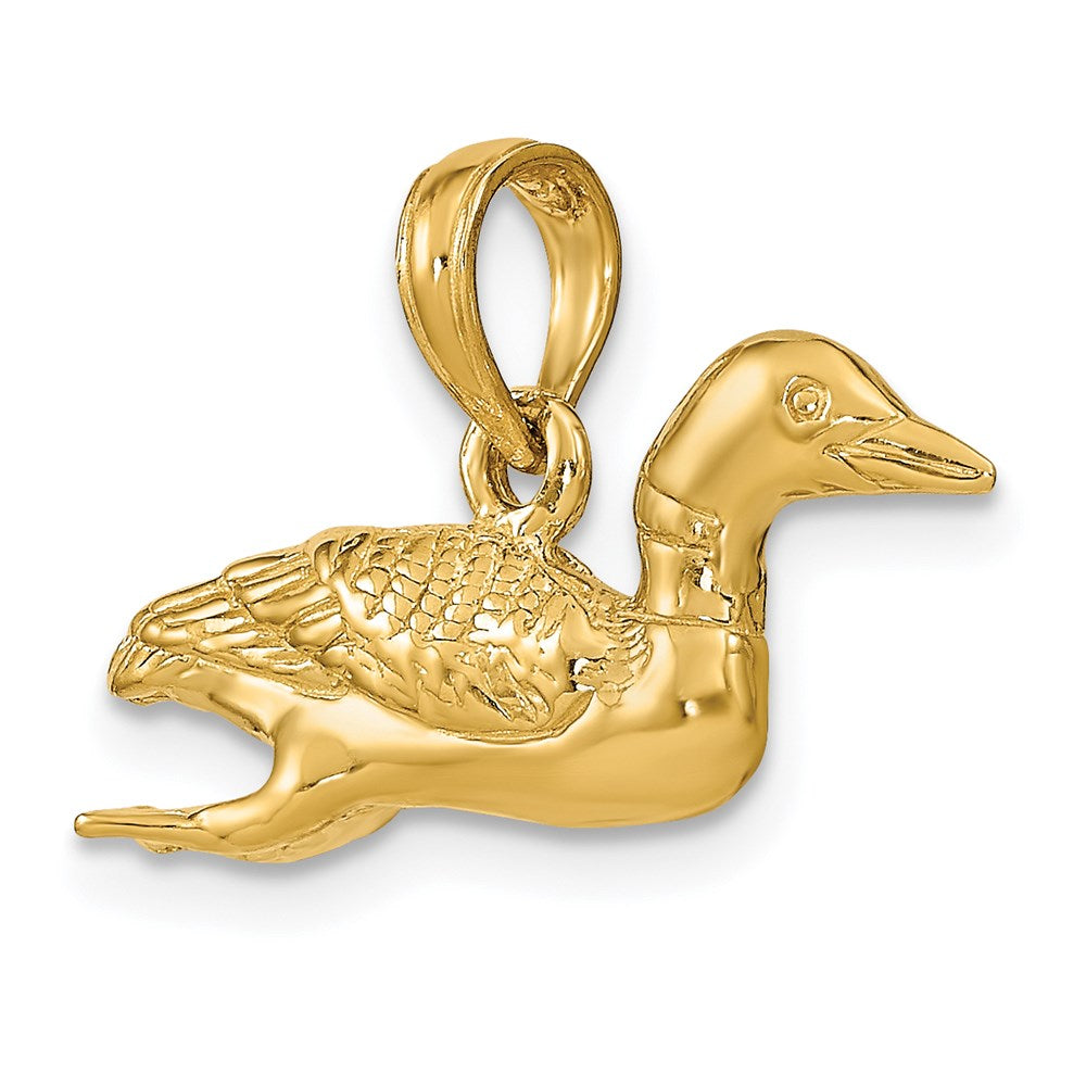 14k Solid Polished 3-D Mallard Charm