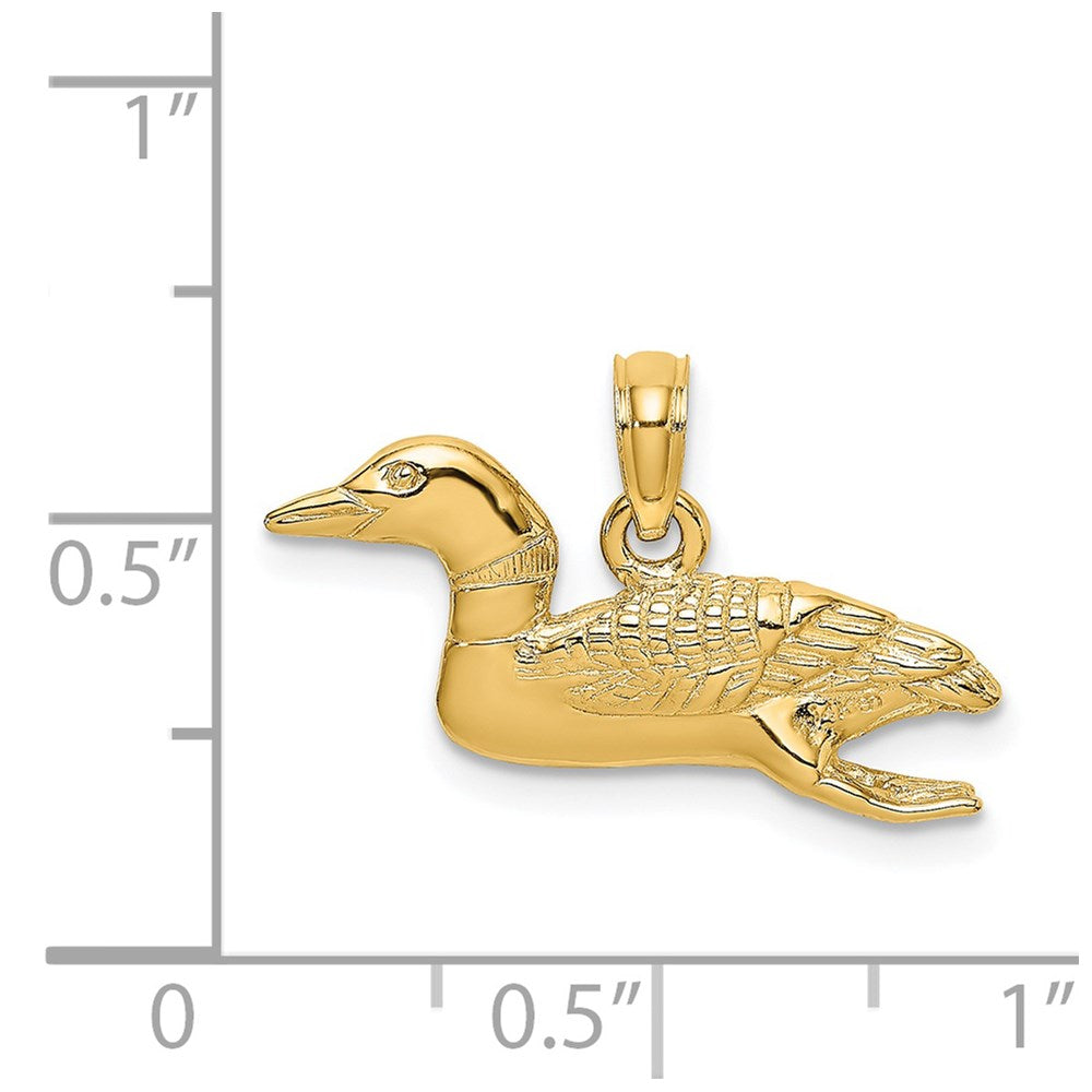 14k Solid Polished 3-D Mallard Charm
