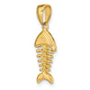 14K Polished 3-D Fish Bone Pendant