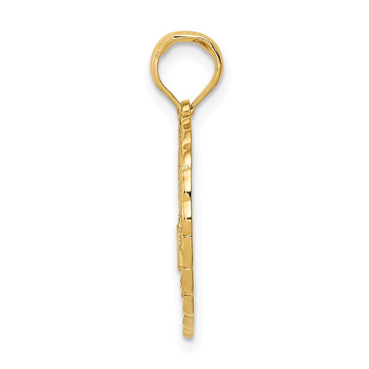 14k Solid Polished Golf Theme Circle Pendant