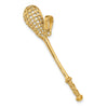 14K Solid Polished 3-D Lacrosse Stick Pendant