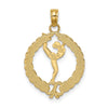 14k Solid Polished Framed Gymnast Charm