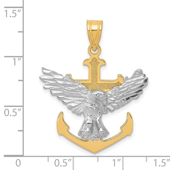 14k Two-tone Mariners Cross with Eagle Pendant