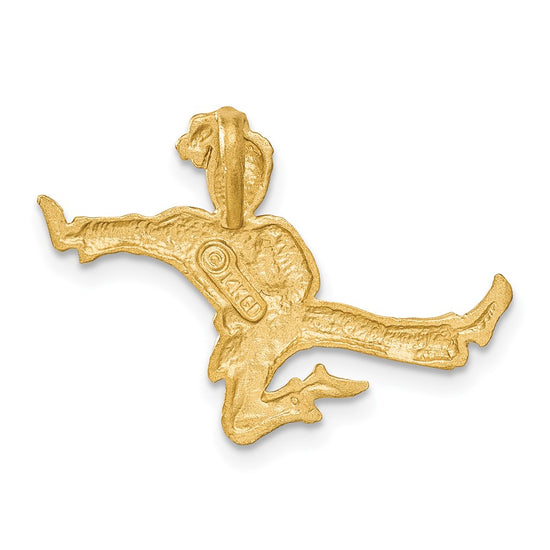 14k Satin Diamond-cut Open-Backed Karate Female Chain Slide