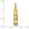 14K Solid Polished 3-D Snowboard Charm