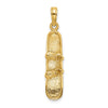 14K Solid Polished 3-D Snowboard Charm