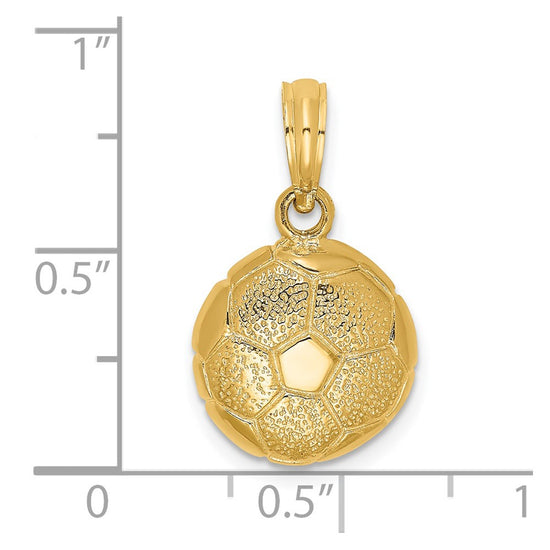 14k Solid Polished Domed Open-Backed Soccer Ball Charm