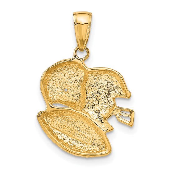 14K 2-D Double Football Helmets and Ball Charm