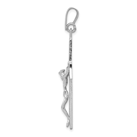 14k White Gold Large Filigree Crucifix Pendant