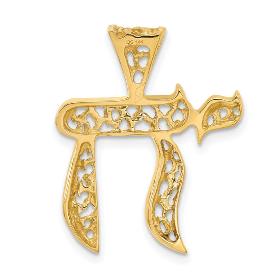 14k Filigree Chai Pendant