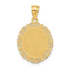 14k Solid Satin Polished Aries Zodiac Oval Pendant