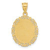 14k Solid Satin Polished Gemini Zodiac Oval Pendant