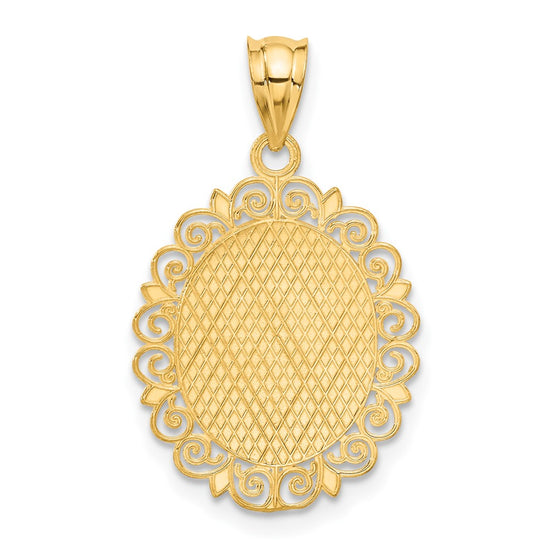 14k Solid Satin Polished Scorpio Zodiac Oval Pendant