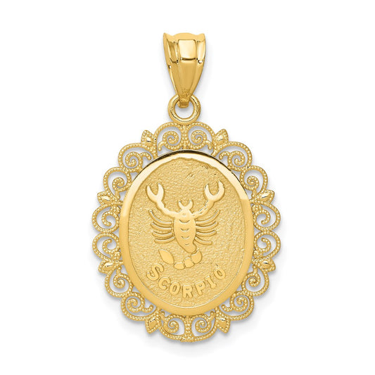 Gold Satin and Polished Zodiac Pendant