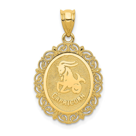 Gold Satin and Polished Zodiac Pendant